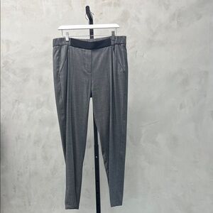 Gray Trousers with Black Waistband